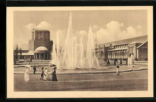AK Leipzig, Internationale Baufachausstellung mit Sonderausstellungen 1913, Leuchtspringbrunnen