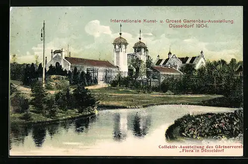 AK Düsseldorf, Internationale Kunst- u. Grosse Gartenbauausstellung 1904, Ausstellungsgebäude