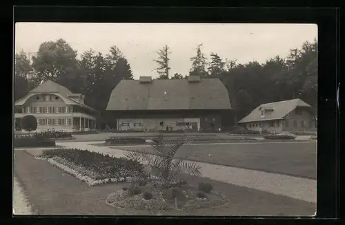 AK Bern, Schweizerische Ausstellung für Landwirtschaft, Forstwirtschaft & Gartenbau 1925 - Gebäude im Park