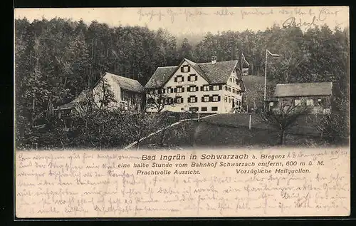 AK Schwarzach b. Bregenz, Blick zum Gasthaus Bad Ingrün