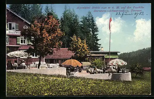AK Dornbirn-Schwarzenberg, Alpenhotel Bödele mit Terrasse