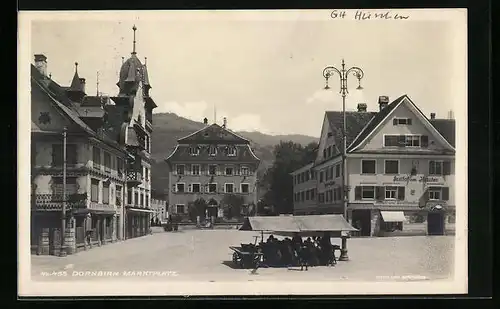AK Dornbirn, Marktplatz mit Ständen