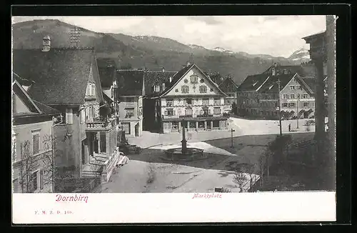 AK Dornbirn, Marktplatz aus der Vogelschau