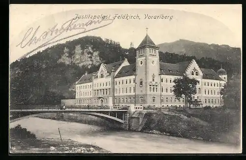 AK Feldkirch, Justizpalast mit Brücke