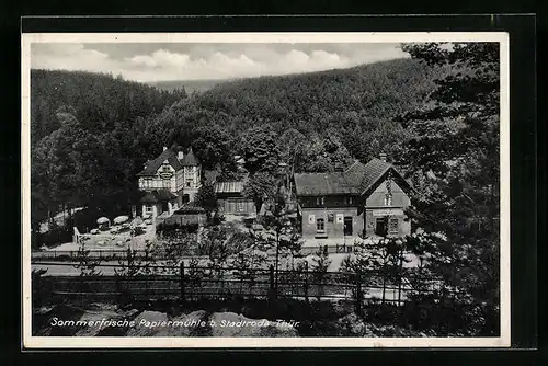 AK Papiermühle b. Stadtroda, Logier- und Gasthaus zur Rabsburg aus der Vogelschau