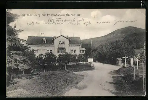 AK Kl. Inselberg, Hotel und Pensionshaus Grenzwiese in der Strassenansicht