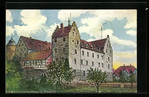 Künstler-AK Römhild, Ansicht des ersten Kriegerwaisenhauses