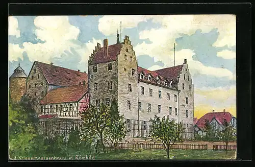 Künstler-AK Römhild, Blick zum ersten Kriegerwaisenhaus