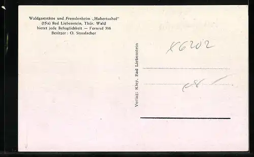 AK Bad Liebenstein /Thür. Wald, Waldgasthaus und Ferienheim Hubertushof, Innenansicht