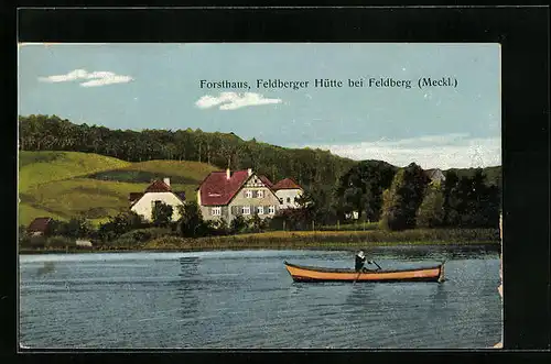 AK Feldberg /Meckl., Forst- und Gasthaus Feldberger Hütte aus der Ferne