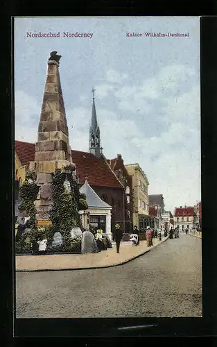 AK Norderney, Strassenpartie am Kaiser Wilhelm-Denkmal