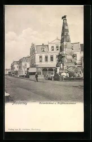 AK Norderney, Kaiserdenkmal und Knyphausenstrasse