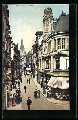 AK Köln a. Rh., Blick in die belebte Hohestrasse