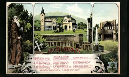 AK Heisterbach, Kirche, Ruine mit Brunnen, Der Mönch zu Heisterbach