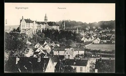AK Sigmaringen, Panorama mit Schloss
