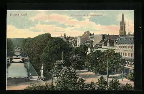 AK Düsseldorf, Königsallee mit Stadtgrabenpartie