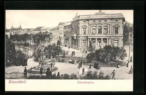 AK Düsseldorf, Corneliusplatz mit Denkmal