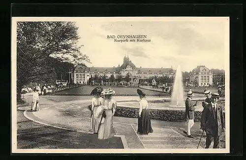 AK Bad Oeynhausen, Kurpark mit Kurhaus und Fontäne