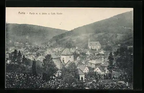 AK Ruhla, Partie m. d. Welm u. Gothischer Kirche