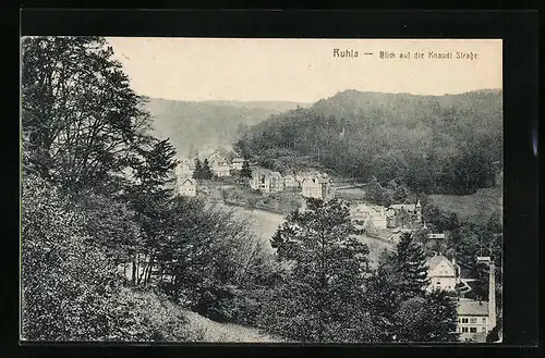 AK Ruhla, Blick auf die Knaudtstrasse mit Bäumen