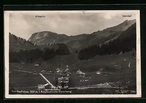 AK Hofreben i. Bregenzerwald, Ortsansicht mit Mittagsfluh