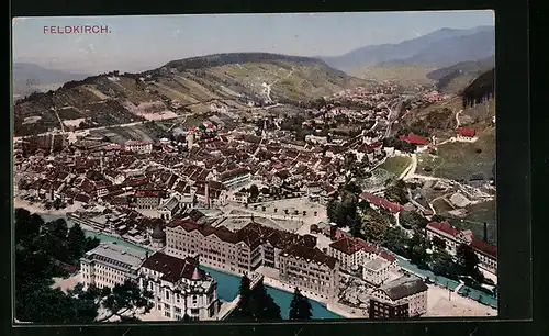 AK Feldkirch, Ortsansicht aus der Vogelschau