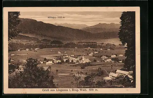 AK Lingenau i. Bregenzerwald, Totalansicht aus der Vogelschau