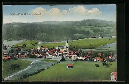 AK Alberschwende, Totalansicht mit Kirche