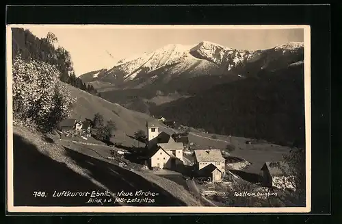 AK Ebnit, Neue Kirche mit Blick a. d. Mörzelspitze