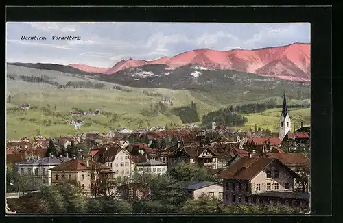 AK Dornbirn, Totalansicht mit Kirche