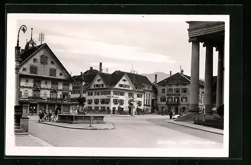 AK Dornbirn, platz mit Hotel Hirschen