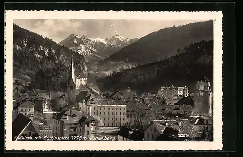 AK Feldkirch, Ortsansicht mit Gurtisspitze
