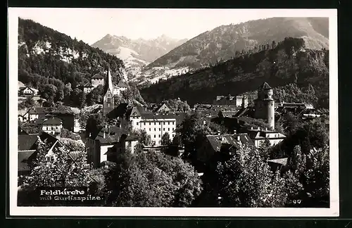 AK Feldkirch, Ortsansicht mit Gurtisspitze