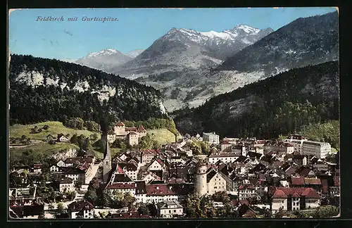 AK Feldkirch, Ortsansicht mit Gurtisspitze