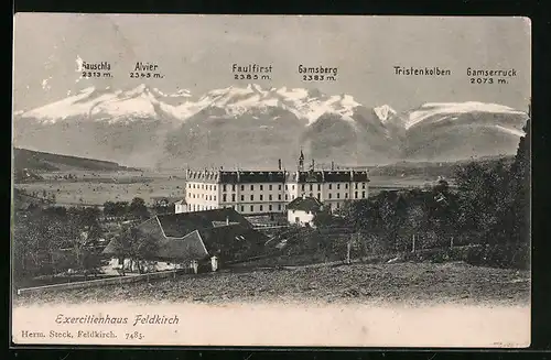 AK Feldkirch, Exercitienhaus von einem Feld aus gesehen