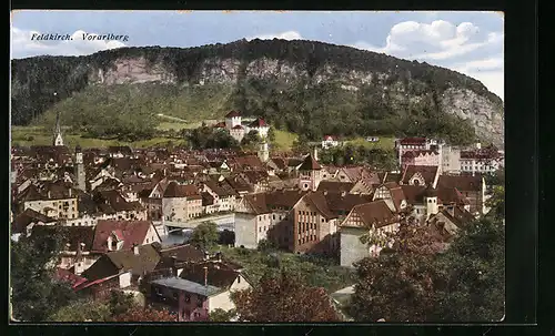 AK Feldkirch, Teilansicht mit Blick auf felsigen Berg