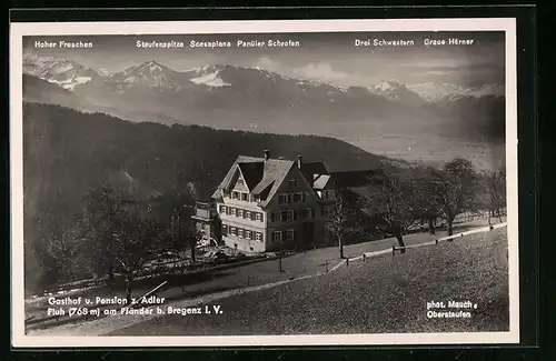 AK Fluh am Pfänder, Gasthof und Pension zum Adler aus der Vogelschau