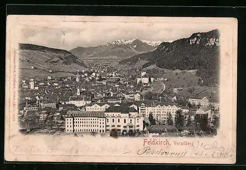 AK Feldkirch, Teilansicht mit Bergen