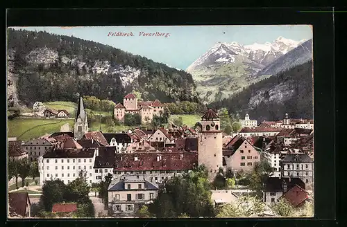 AK Feldkirch, Teilansicht mit Bergen