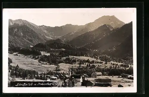 AK Siebratsgfäll, Ortspartie mit Kirche und Didaniskopf