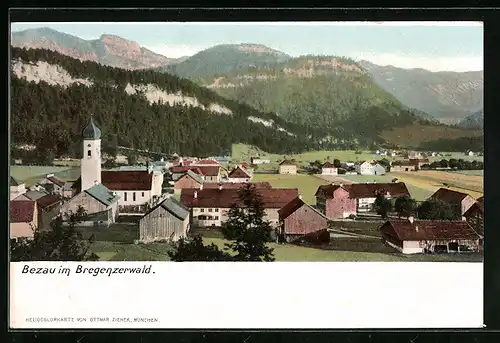 AK Bezau im Bregenzerwald, Teilansicht mit Kirche