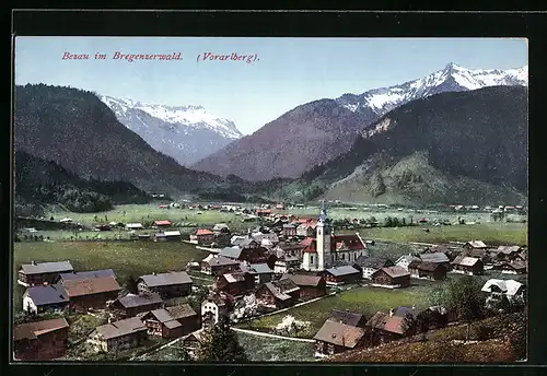 AK Bezau im Bregenzerwald, Teilansicht mit Kirche