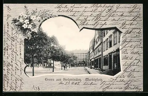 Passepartout-AK Holzminden, Partie am Marktplatz