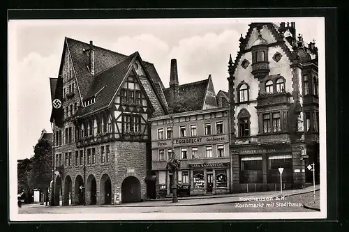 AK Nordhausen a. H., Kornmarkt mit Stadthaus und Uhrengeschäft