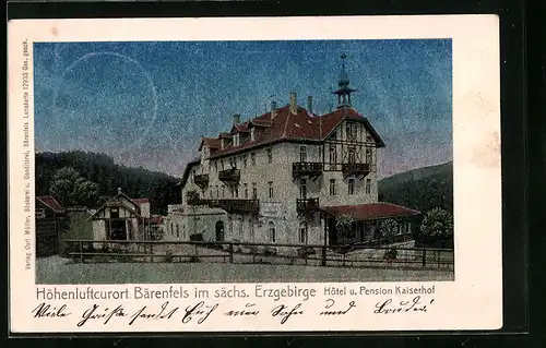 Luna-AK Bärenfels im sächs. Erzgebirge, Hotel und Pension Kaiserhof im Luftkurort