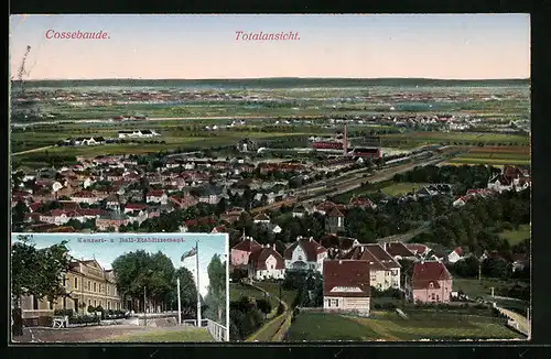 AK Cossebaude, Konzert- u. Ball-Etablissement, Totalansicht aus der Vogelschau