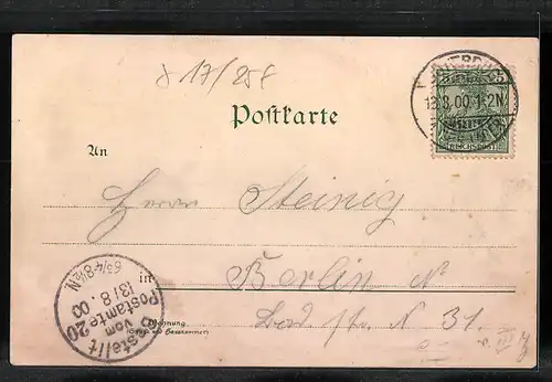 Lithographie Jüterbog, Schiessplatz mit Baracken