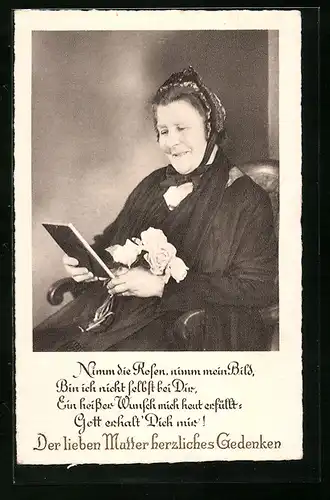 AK Mutter mit Blumen zum Muttertag