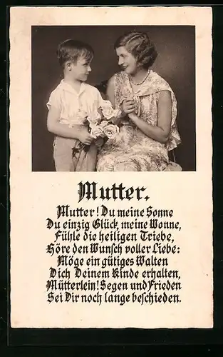 AK Mutter und Sohn zum Muttertag