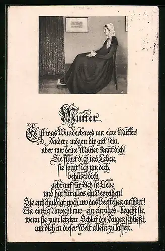Künstler-AK Mutter, Es ist was Wunderbares um eine Mutter, Gemälde nach Whistler